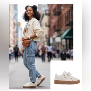 PUMA X FENTY CREEPER PHATTY SNEAKERS NWT Warm White Puma Gold Gum Sole Earth   8